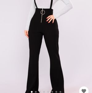 Black Wide Leg Overalls 2X